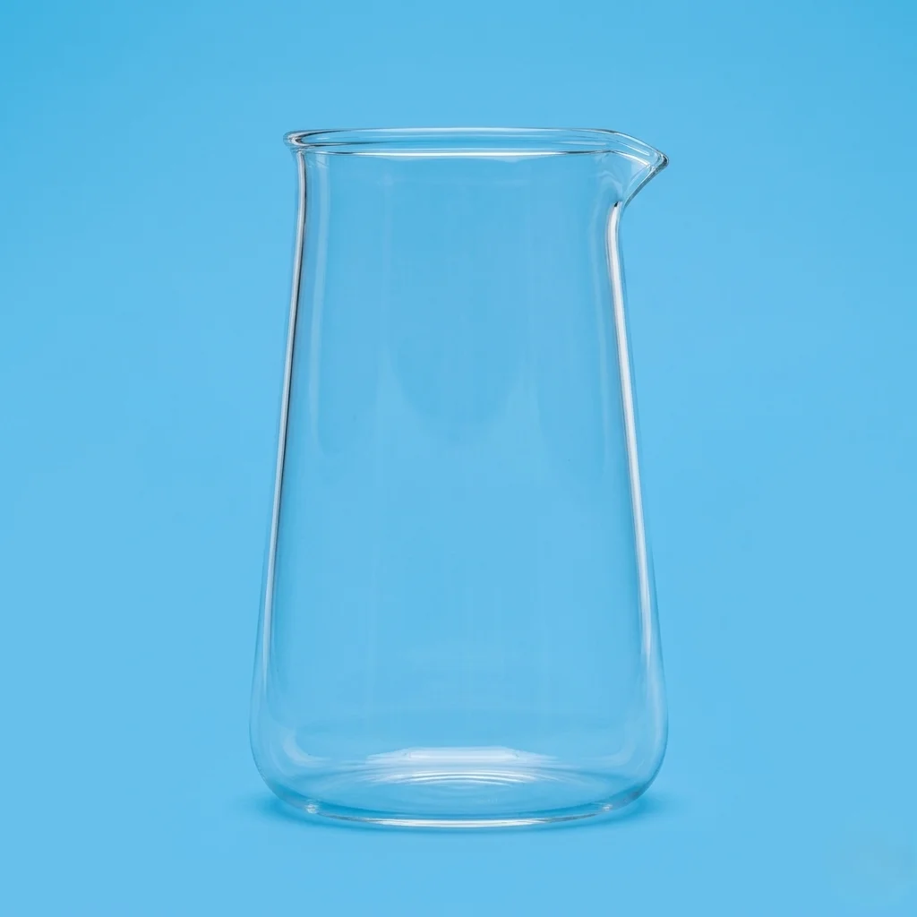 Phillips Pattern Conical Borosilicate Glass Beaker with Broad Base, Narrower Throat, and Pour Spout