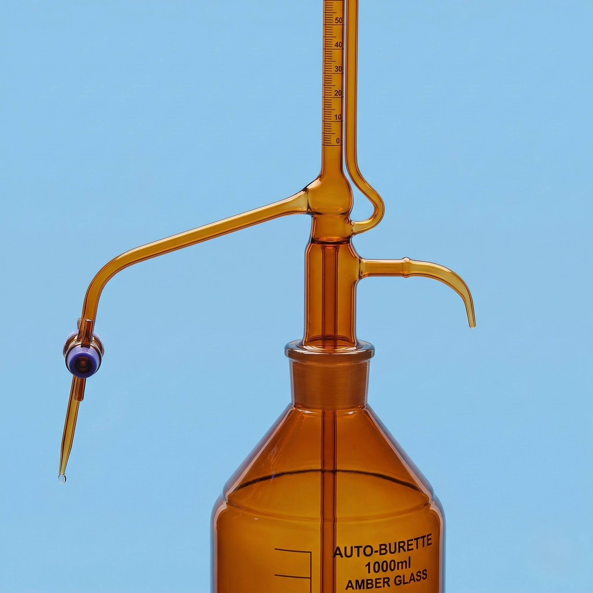 Automatic Amber Borosilicate Burette PTFE Stopcock Class A