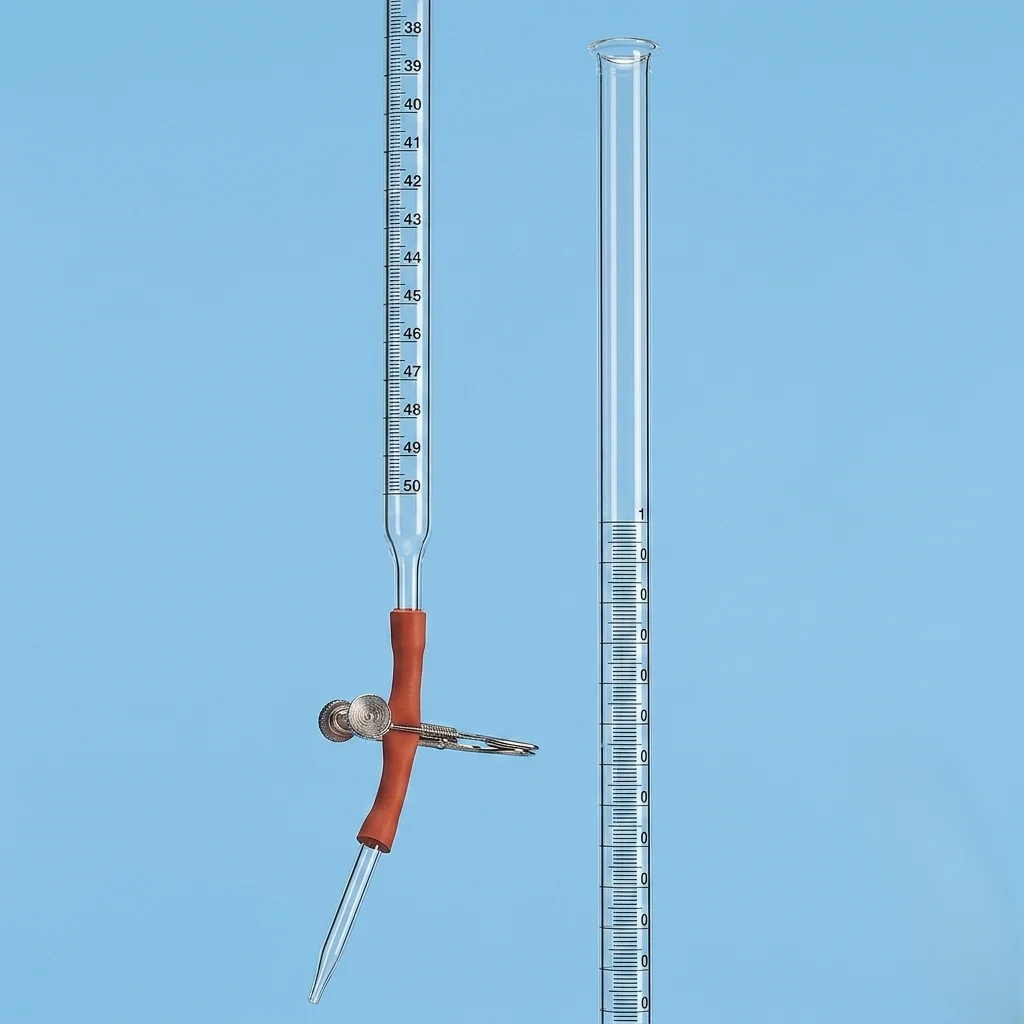 Borosilicate Glass Burette with Pinch Clip for Teaching Labs