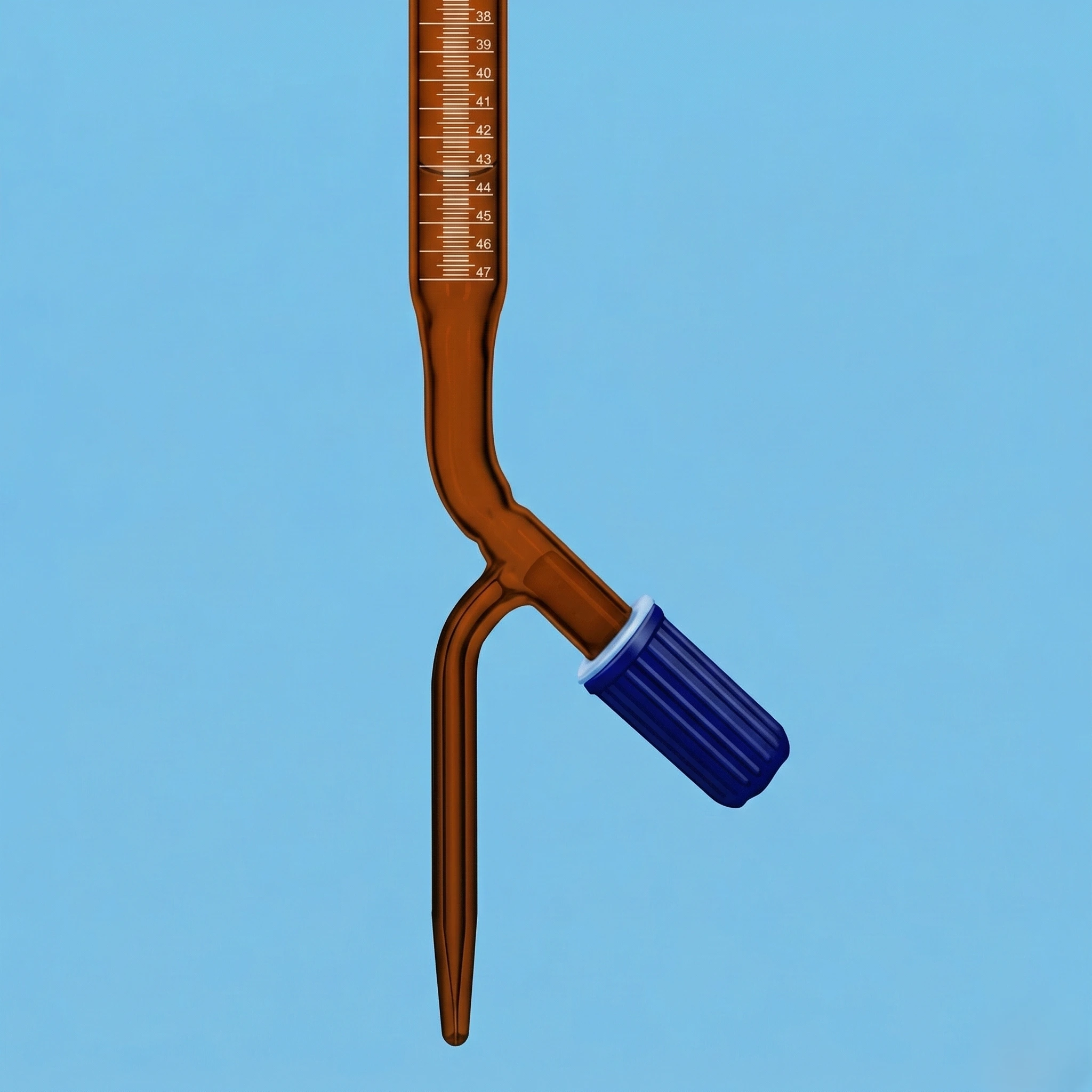 Amber Coated Borosilicate Burette Rotaflow PTFE Needle Valve Class A
