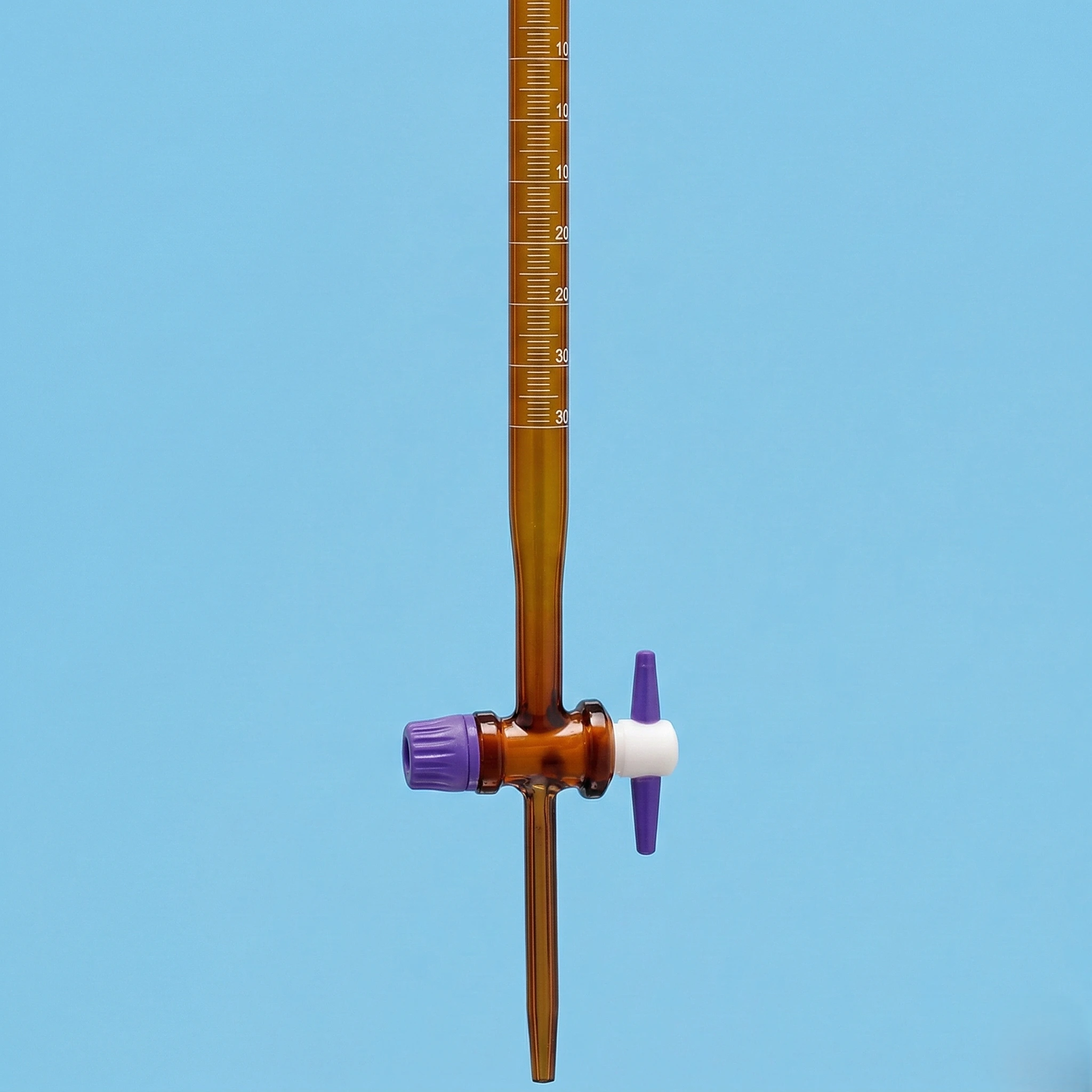 Amber Coated Borosilicate Burette Straight Bore PTFE Key Class A