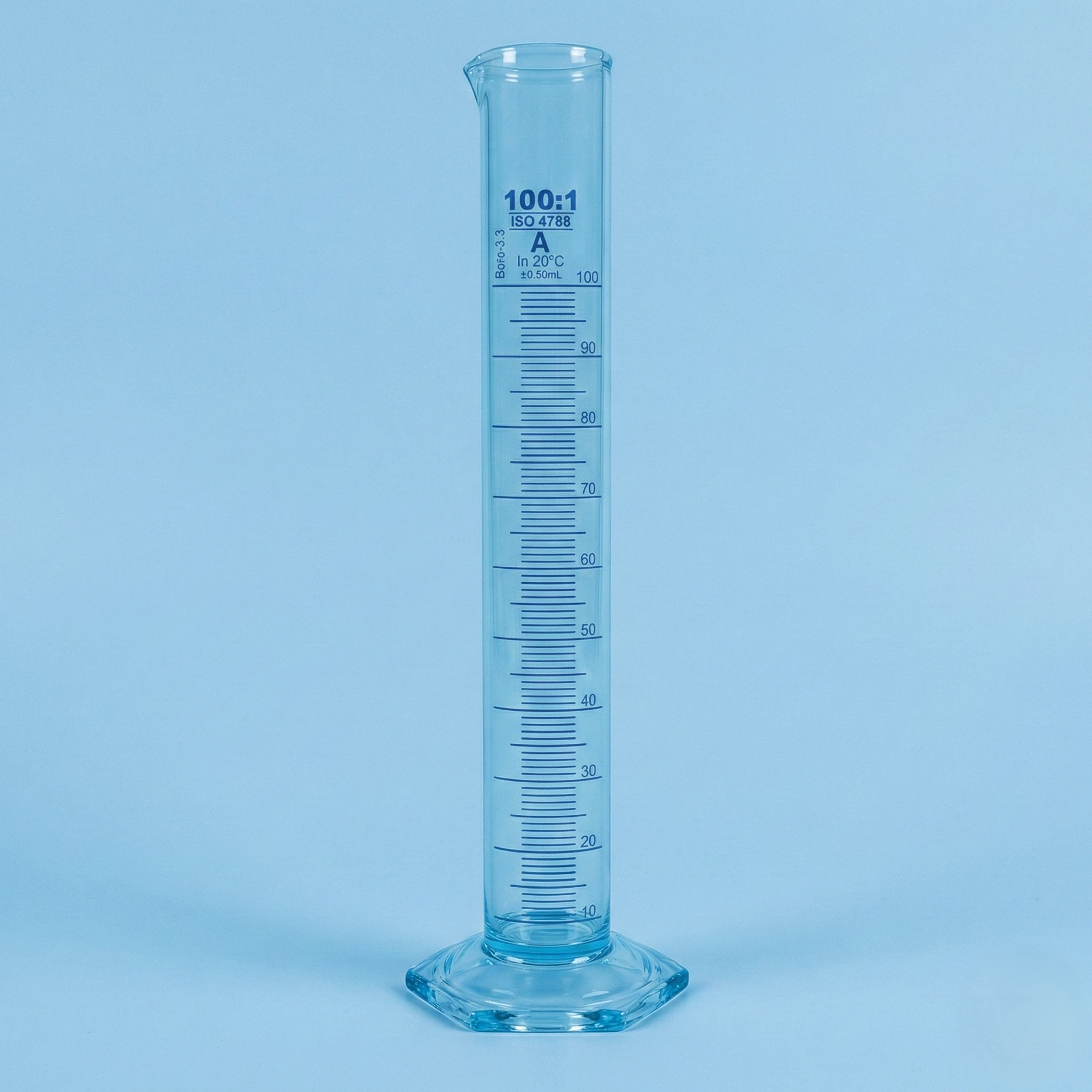 Class A Borosilicate Measuring Cylinder with Hexagonal Base