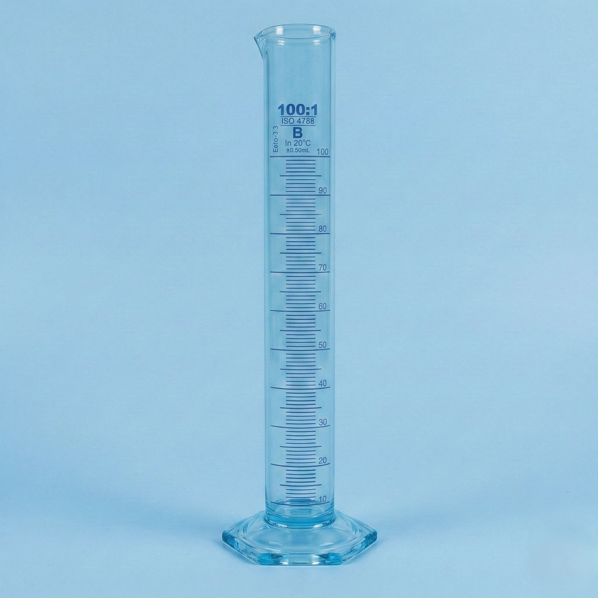 Class B Borosilicate Measuring Cylinder with Hexagonal Base